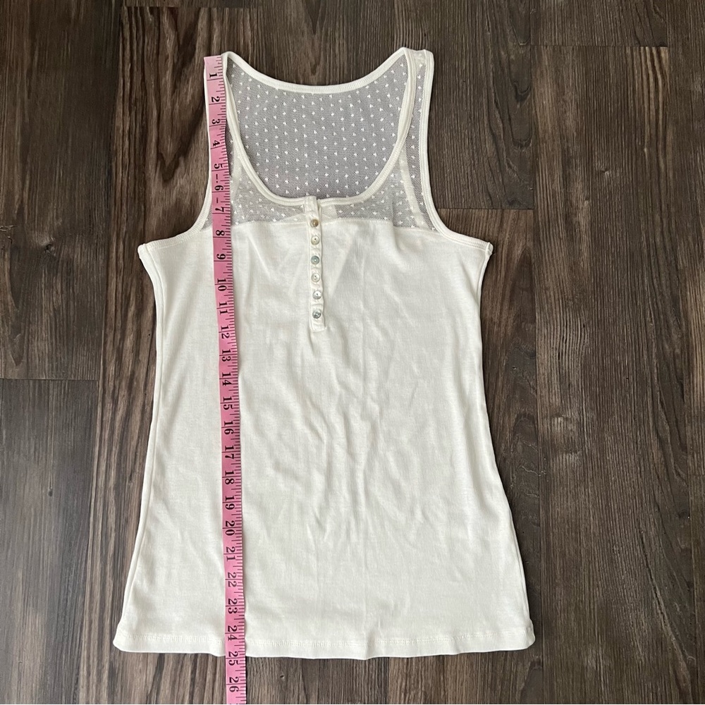 H&M NEW Cream Ribbed Tank Top with Mesh Detail - Picture 9 of 9